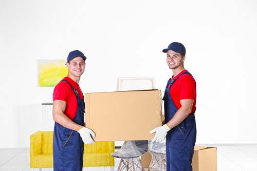 Van loading safety with a moving team preparing items carefully