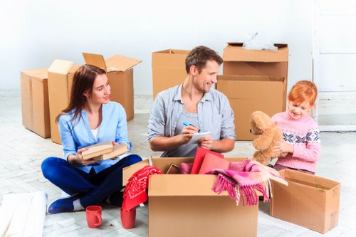 Removal team preparing a move in Crystal Palace with boxes and furniture