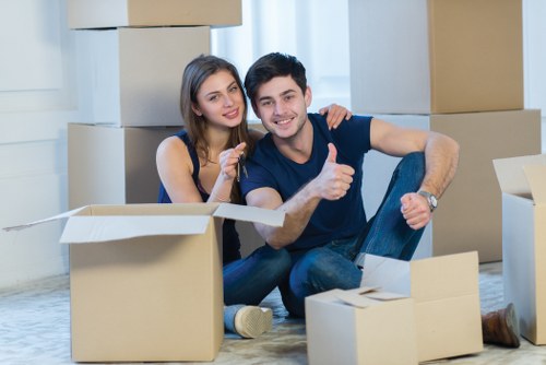 Furniture being carried from a flat in Crystal Palace