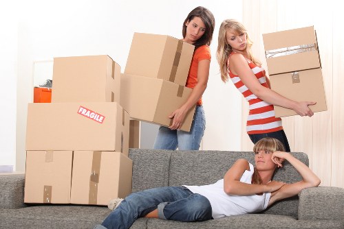 Removal truck loading boxes and furniture for a South London move